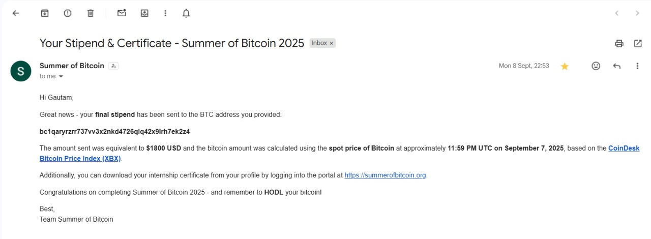 Stipend Payment Email